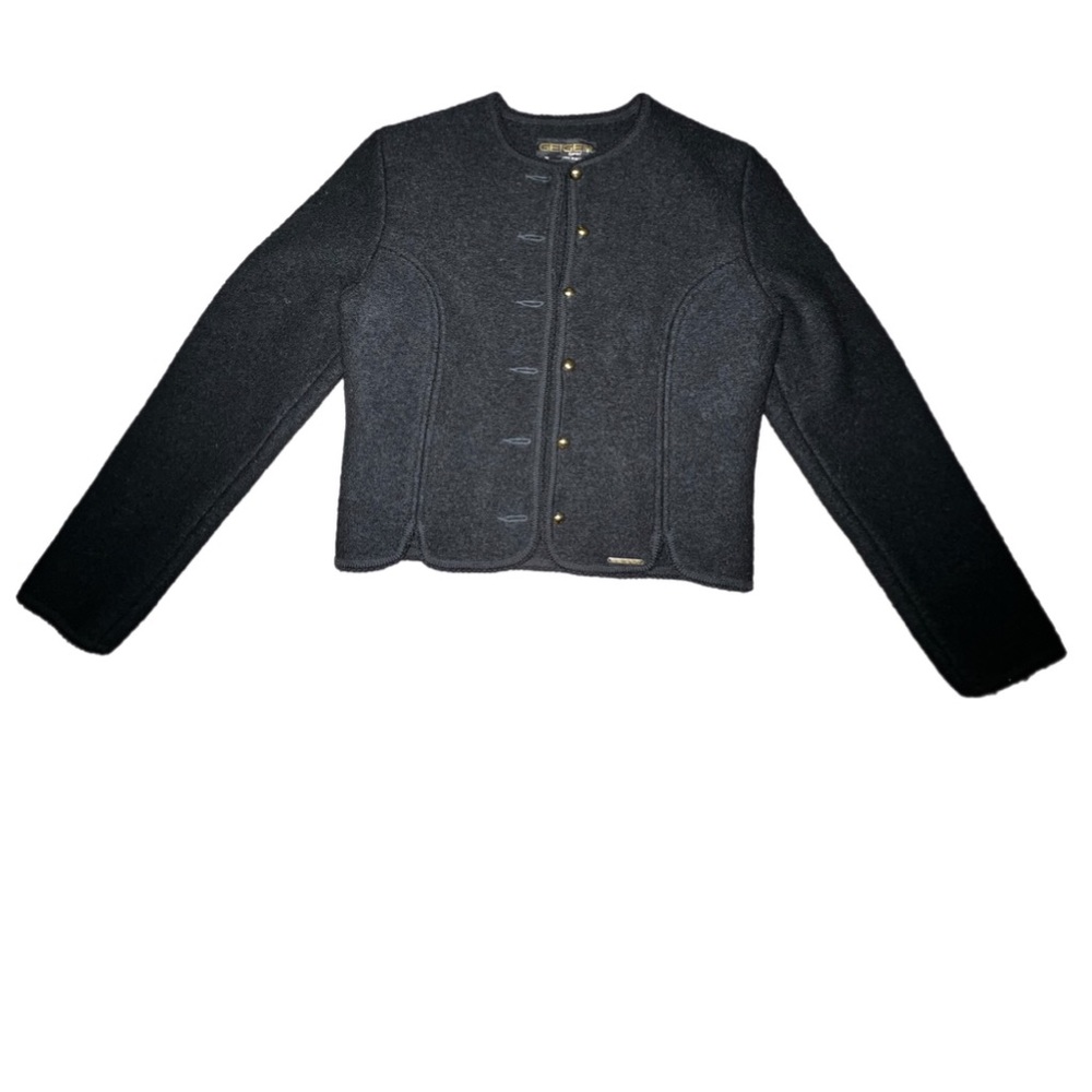 GEIGER Black Jacket Cardigan Button Superlight boiled wool Austria 36 (6US)
